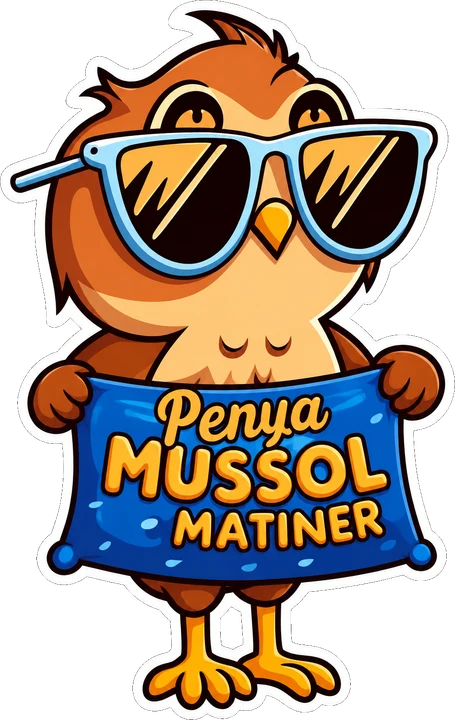 Logo de la Penya Mussol Matiner: un mussol con gafas de sol